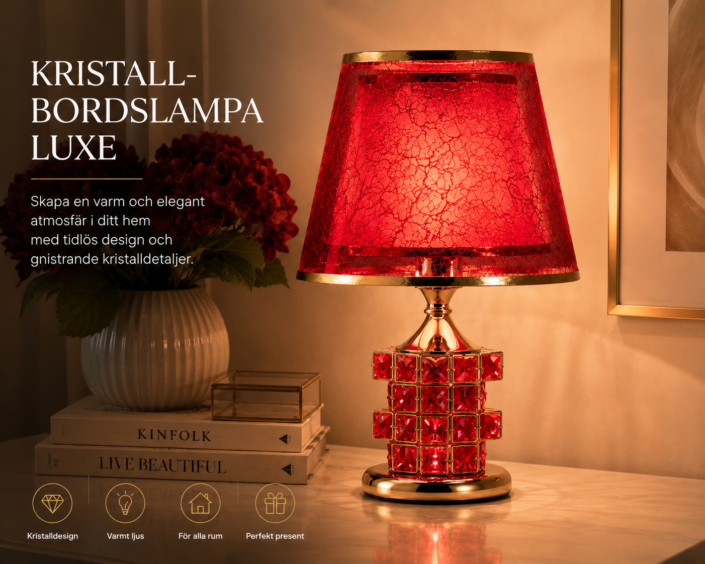 Kristallbordslampa Luxe