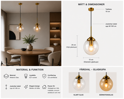 Modern Pendellampa i Glas – 1 Lampa