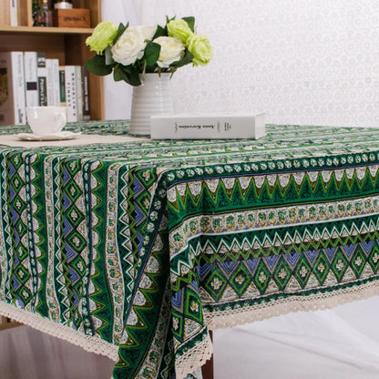 Cfen A'S Bohemian Quality Dining Tablecloth Color Soft Cotton Stripe Multi Sizes Lacy Home Kitchen Banquet Table Cover 1 Piece