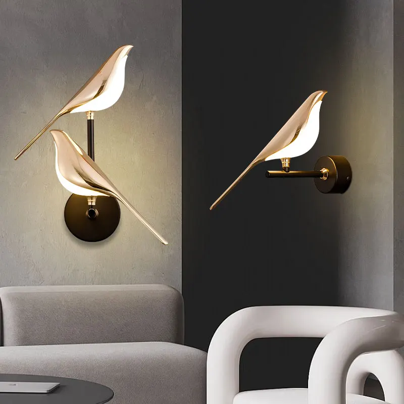 Transform Your Space with the Creative Bird 360° Rotatable LED Wall Lamp - Elegant Indoor Lighting with Touch Control