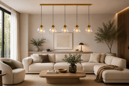 Modern Pendellampa i Glas – 5 Lampor