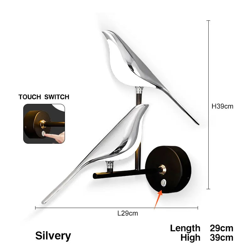 Transform Your Space with the Creative Bird 360° Rotatable LED Wall Lamp - Elegant Indoor Lighting with Touch Control
