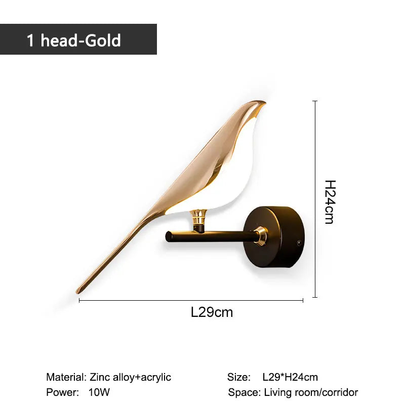 Transform Your Space with the Creative Bird 360° Rotatable LED Wall Lamp - Elegant Indoor Lighting with Touch Control