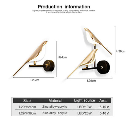 Transform Your Space with the Creative Bird 360° Rotatable LED Wall Lamp - Elegant Indoor Lighting with Touch Control