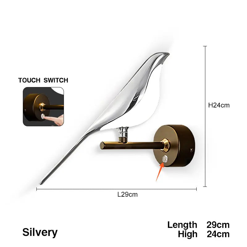 Transform Your Space with the Creative Bird 360° Rotatable LED Wall Lamp - Elegant Indoor Lighting with Touch Control