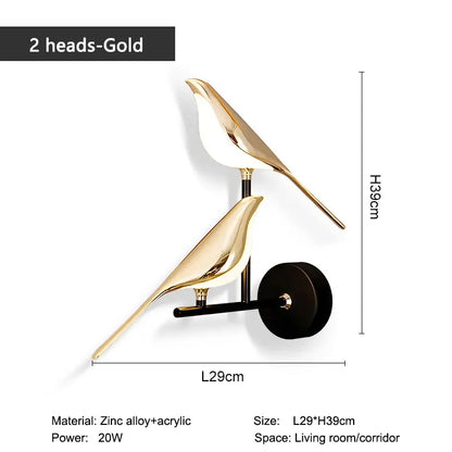 Transform Your Space with the Creative Bird 360° Rotatable LED Wall Lamp - Elegant Indoor Lighting with Touch Control