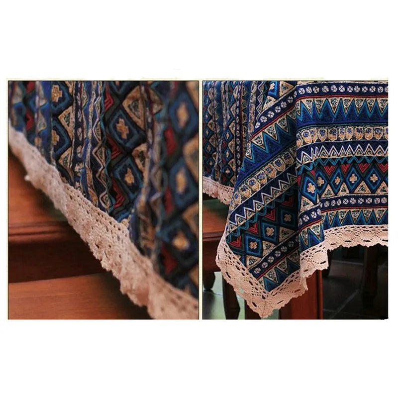 Cfen A'S Bohemian Quality Dining Tablecloth Color Soft Cotton Stripe Multi Sizes Lacy Home Kitchen Banquet Table Cover 1 Piece
