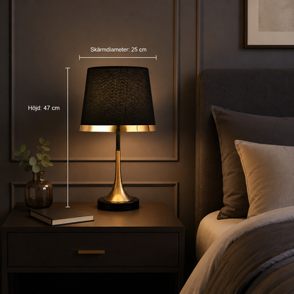 Modern bordslampa i svart och guld